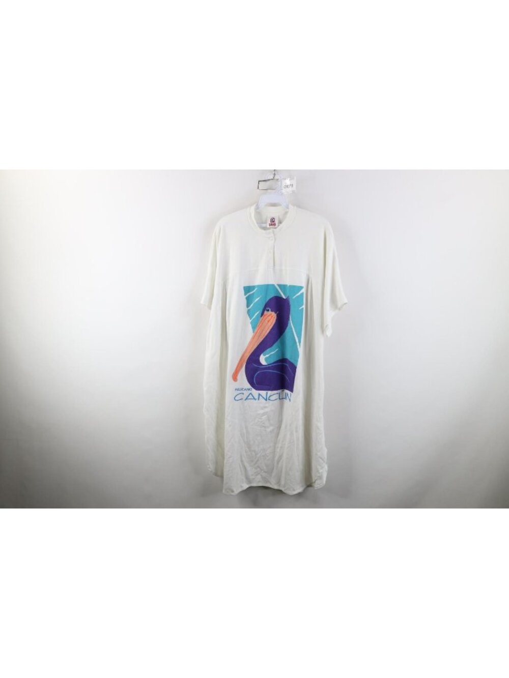 Vintage 90s Streetwear Womens OSFA Pelicano Cancun Mexico Beach T-Shirt White
